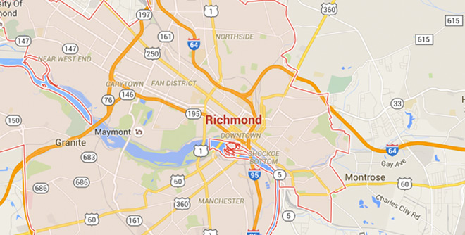 Richmond, Virginia on Google Maps